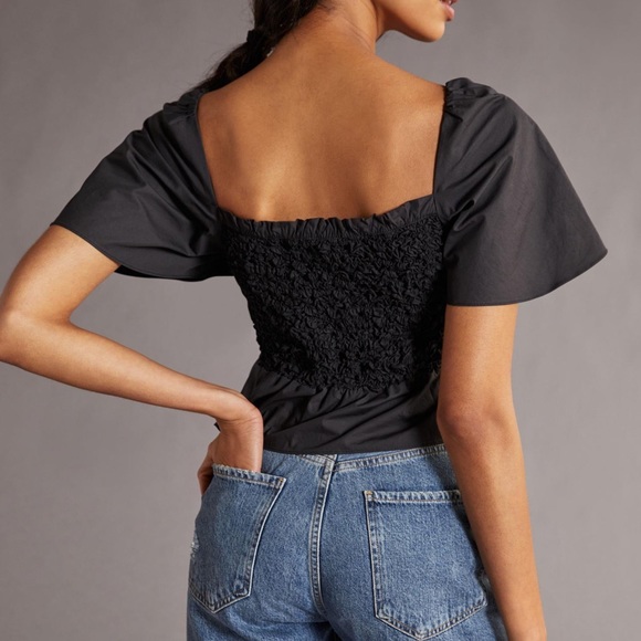 (AA4) En Saison Matisse Bow-Front Peplum Blouse, Black, Size Medium, NWT - Picture 9 of 16